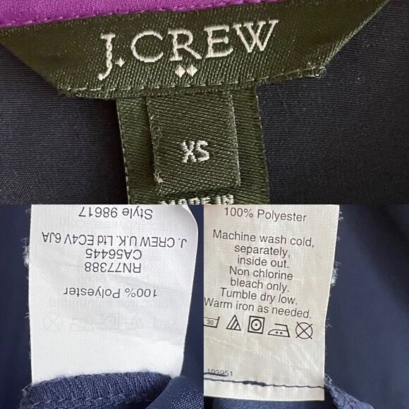 J. CREW Navy Blue Popover Blouse XS - Picture 7 of 7